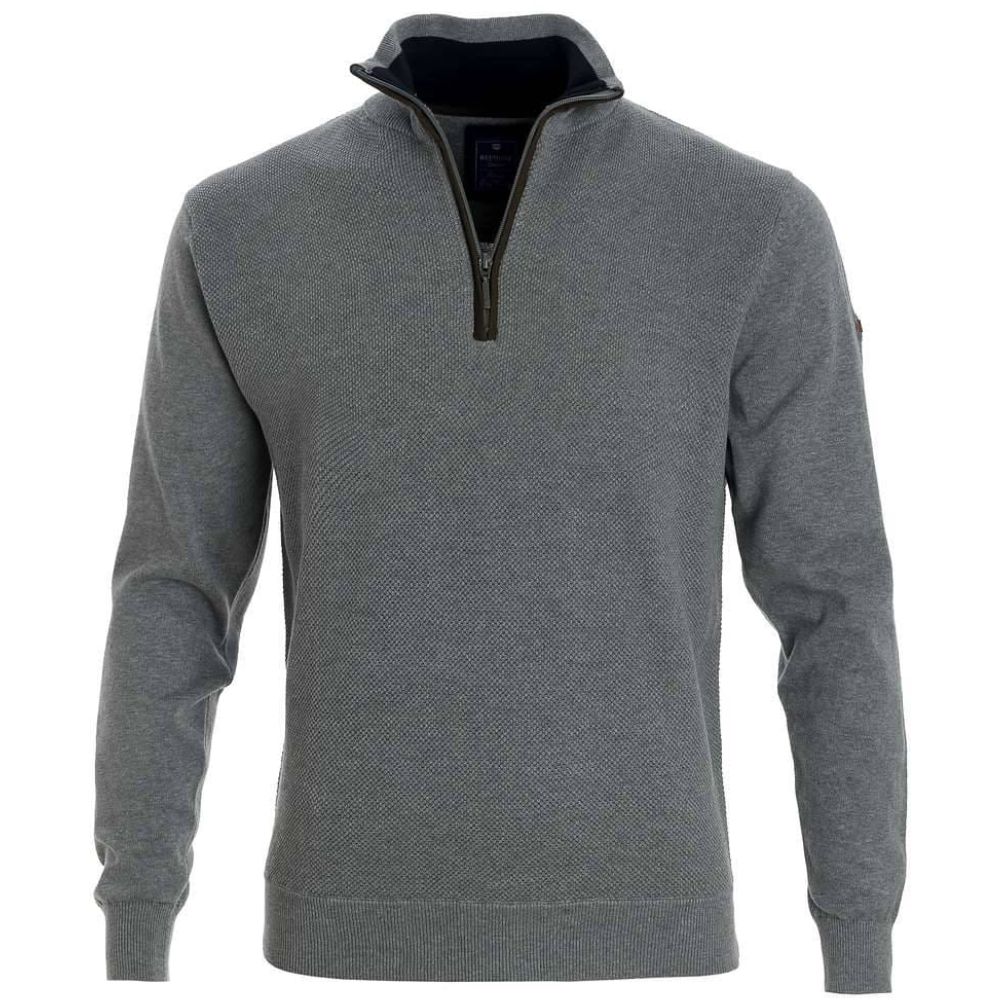 REDMOND CASUAL REGULAR FIT MEN TROYER ZIP GREY SWEATSHIRT